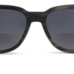 Black sunglasses with dark lenses on a white background