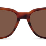Tortoiseshell sunglasses with brown lenses on a white background