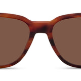 Tortoiseshell sunglasses with brown lenses on a white background
