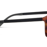 Sunglasses with tortoiseshell frame and brown lenses on a white background