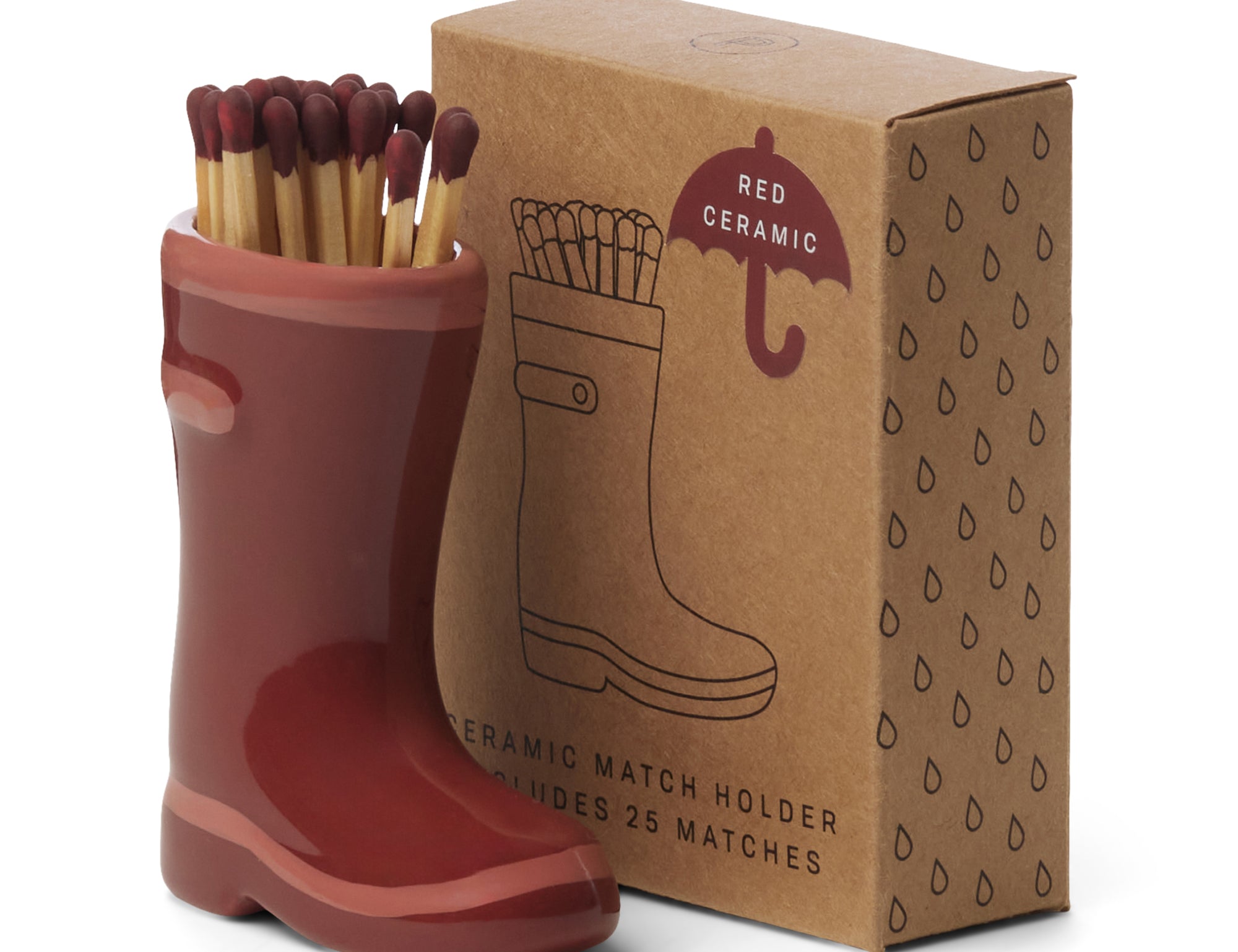 Wellington Rain Boot Ceramic Match Holder