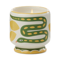 Hand painted snake ceramic candle