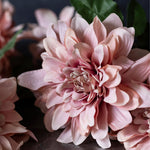 Abigail Ahern Artificial Dahlia Flamingo, close-up of layered dusty pink petals