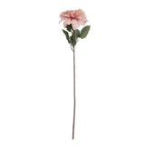 Abigail Ahern Artificial Dahlia Flamingo, single dusty pink faux dahlia stem with green leaves on white