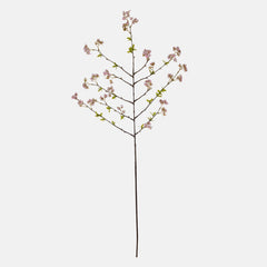 Abigail Ahern Artificial Pink Cherry Blossom, single faux branch with small pink blossoms on white