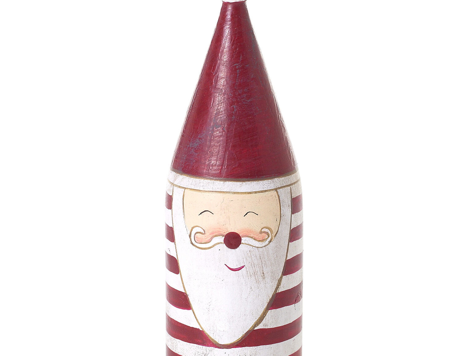 Candystripe Santa Collection, fourth view of a wooden Santa with a painted face
