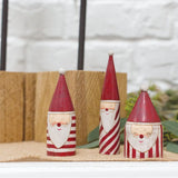 Candystripe Santa Collection, sixth view of the wooden Santa figures and ornaments