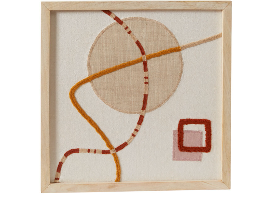 Cream Latigo Framed Embroidery Wall Art, the framed cream embroidered wall art.