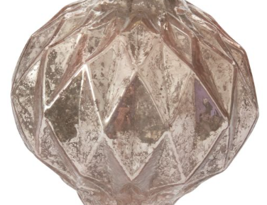 Jaunty Pink Ornament, dusty pink faceted mercury glass finial ornament with a gold cap