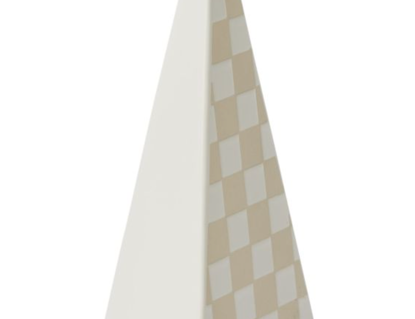 Medium Checker Tree Figurine, cone tree in a cream and tan checkerboard pattern