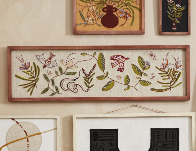 Orange Andalusia Wall Art, second view, the orange Andalusia wall art hanging in a room.