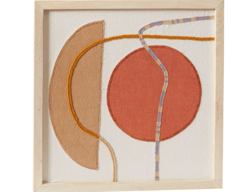 Terracotta Latigo Framed Embroidery, the framed terracotta embroidered wall art.