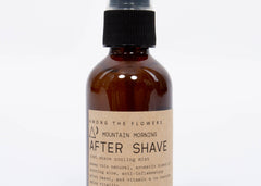 Among the Flowers Mountain Morning After Shave in an amber glass spray bottle
