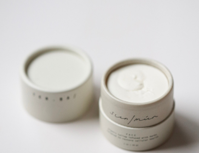 Among the Flowers Tallow Face Cream, two small white jars, one open showing the whipped cream