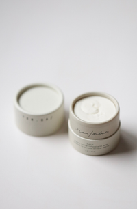 Among the Flowers Tallow Face Cream, two small white jars, one open showing the whipped cream