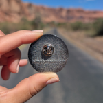 Back of the Arches National Park 1929 medallion enamel pin showing the rubber clutch.