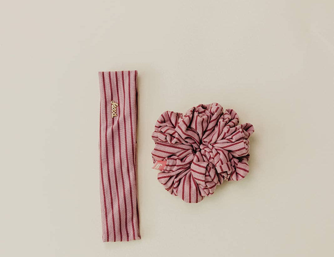 Striped Oversized Scrunchie & Headband Set