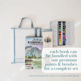 Bailey Rae Studio Landscape Watercoloring Book bundled with a paint palette, brushes and carry bag