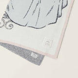 Close-up of the Cinderella gown knit detail and pink edge on the Barefoot Dreams Cozy Disney Princess Blanket