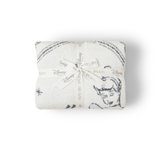 Barefoot Dreams Cozy Disney Princess Blanket in Cinderella folded and tied with a Disney ribbon, top view