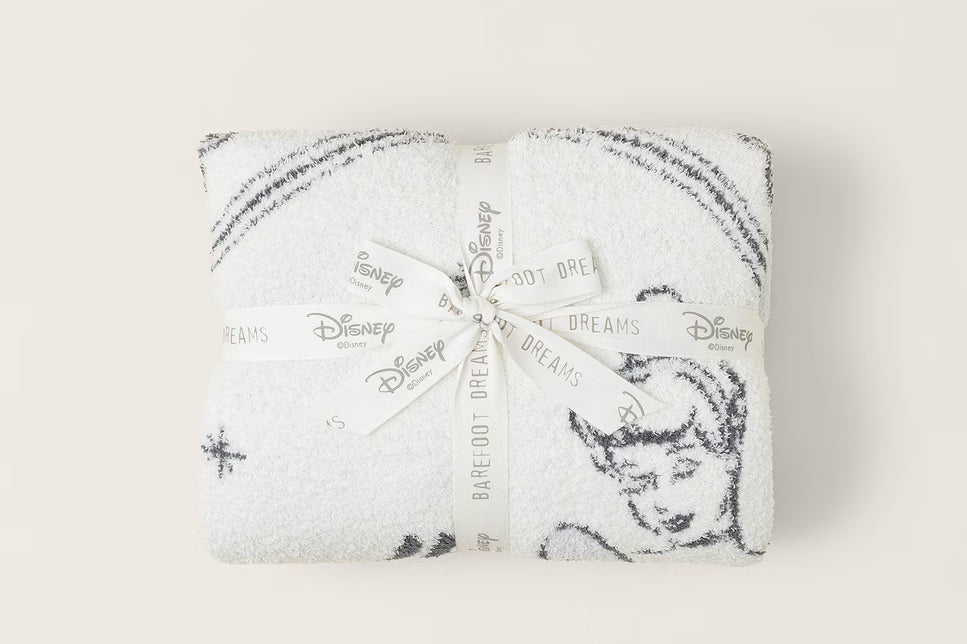 Barefoot Dreams Cozy Disney Princess Blanket in Cinderella folded and tied with a Disney ribbon
