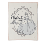 Barefoot Dreams Cozy Disney Princess Blanket in Cinderella, a cream knit blanket with a Cinderella design