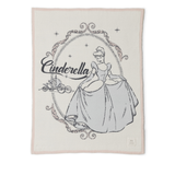 Barefoot Dreams Cozy Disney Princess Blanket in Cinderella, a cream knit blanket with a Cinderella design