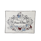Barefoot Dreams Cozy Disney Princess Blanket in Snow White, a cream knit blanket with Snow White and the seven dwarfs