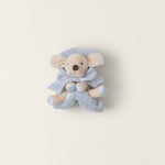 Barefoot Dreams Disney Blanket Buddie in Blue Puppy, close-up of the plush puppy face