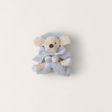 Barefoot Dreams Disney Blanket Buddie in Blue Puppy, close-up of the plush puppy face