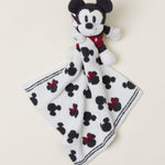 Barefoot Dreams Disney Blanket Buddie in Mickey Mouse, a knit Mickey plush on a Mickey-print lovey blanket