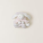 Barefoot Dreams Disney Blanket Buddie in Pink Bunny, close-up of the plush bunny face