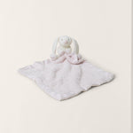 Barefoot Dreams Disney Blanket Buddie in Pink Bunny, a plush bunny on a soft pink lovey blanket