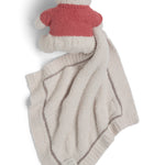 Barefoot Dreams Disney Blanket Buddie in Winnie the Pooh, back view of the plush on a tan lovey blanket