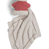 Barefoot Dreams Disney Blanket Buddie in Winnie the Pooh, back view of the plush on a tan lovey blanket