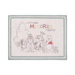 Barefoot Dreams Disney Stroller Blanket in Winnie the Pooh, cream with Pooh and friends reading Let's Make Memories Together