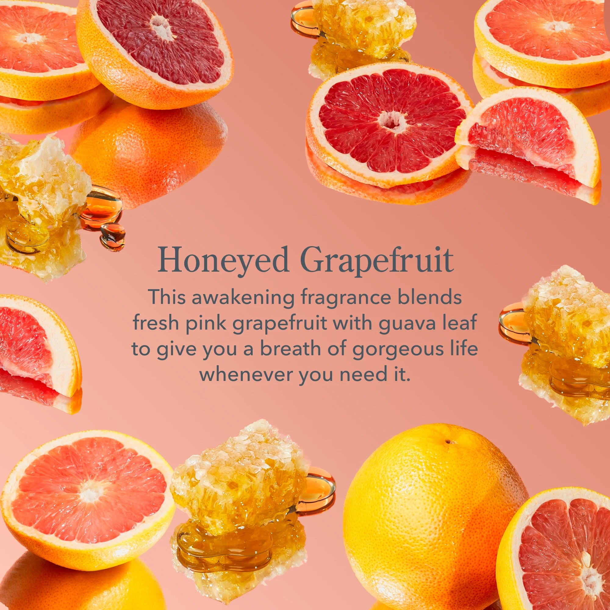 Beekman 1802 Honeyed Grapefruit scent description with grapefruit slices and honeycomb