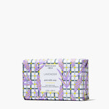 Beekman 1802 Bar Soap in Lavender, a goat milk soap in a purple plaid wrapper