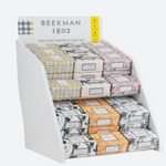 Beekman 1802 Bar Soap assortment in a retail display box showing patterned wrappers