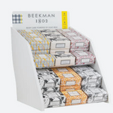Beekman 1802 Bar Soap assortment in a retail display box showing patterned wrappers
