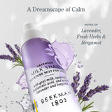Beekman 1802 Milk Shake Moisture Mist in Lavender with fresh lavender sprigs, notes of lavender, fresh herbs and bergamot