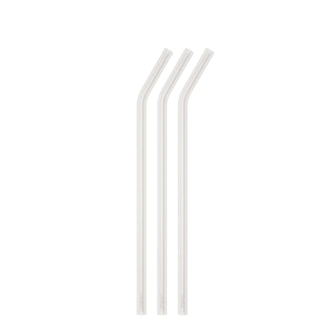 Bkr Frost 1L Straw, three clear bent glass straws