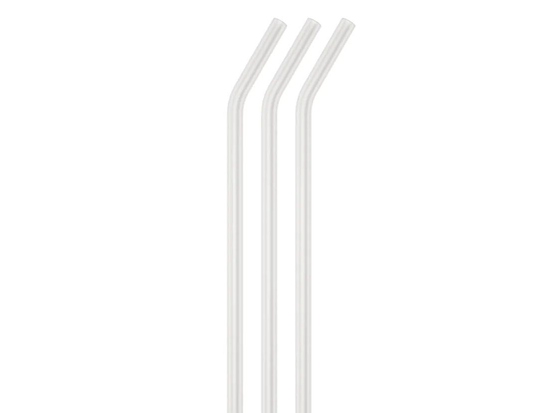 Bkr Frost 1L Straw, three clear bent glass straws