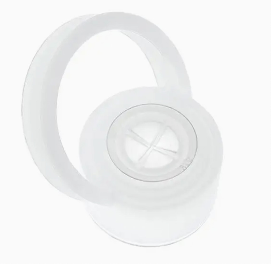 Bkr Straw Cap, clear silicone bottle cap with straw opening on white