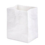 Blomus Porcelain Bag Vase, a white crumpled paper-bag shaped porcelain vase
