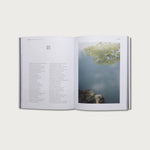 Book of Proverbs KJV hardcover open to chapter 18 with a photo of trees reflected in water