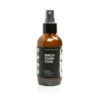 Broken Top Brands Birch Charcoal Man Spray in an amber glass bottle with a black spray top