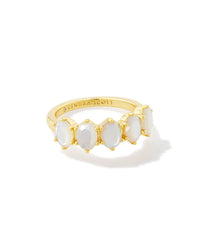 Kendra Scott Cailin Gold Crystal Band Ring, Ivory Mother of Pearl / 6