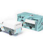 Candylab Toys Mini Zebra Drifter beside its mint retail box