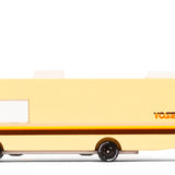 Candylab Toys Yosemite Wooden RV, a cream and brown retro camper van toy, side view